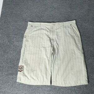 Micros Homegrown In Los Angeles Shorts Mens 40‎ Beige Striped Skull Y2K Skater